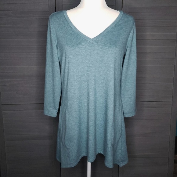Lori Goldstein LOGO Tunic V Neck Pockets Medium